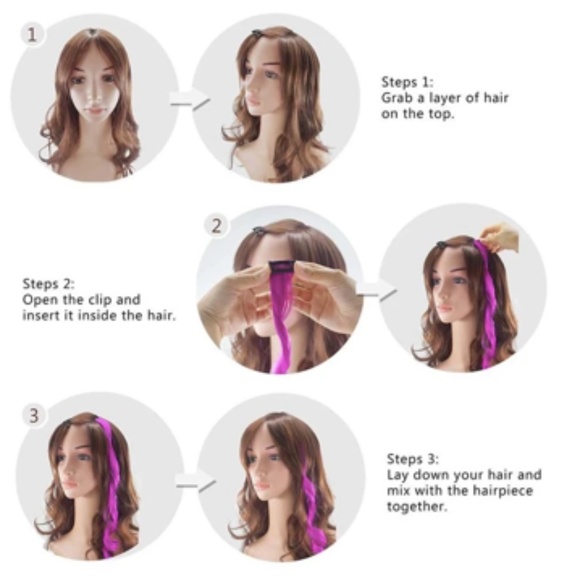 4 Pack Silver Gray Hair Extensions - Picture 7 of 9